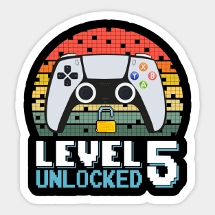 Level 5 Unlocked Vintage Retro Gaming Sticker